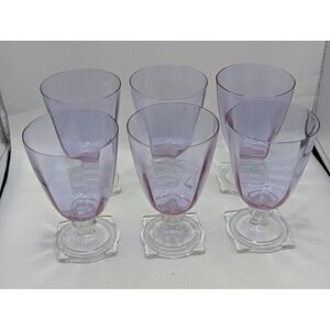 Vintage 1930 AH Heisey Glass Alexandrite Lavender Water Goblets Set 6 Carcassone